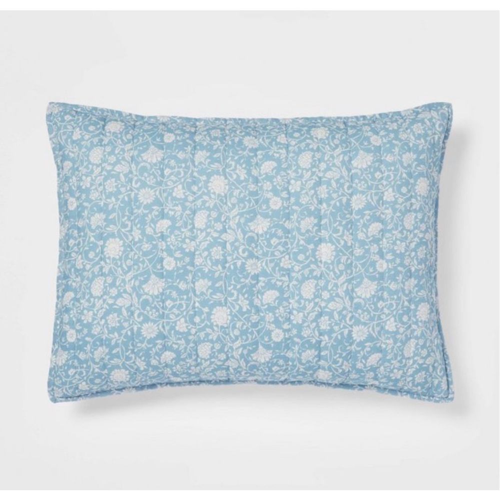 Threshold Blue Floral Quilted Pillow Shams (2)
